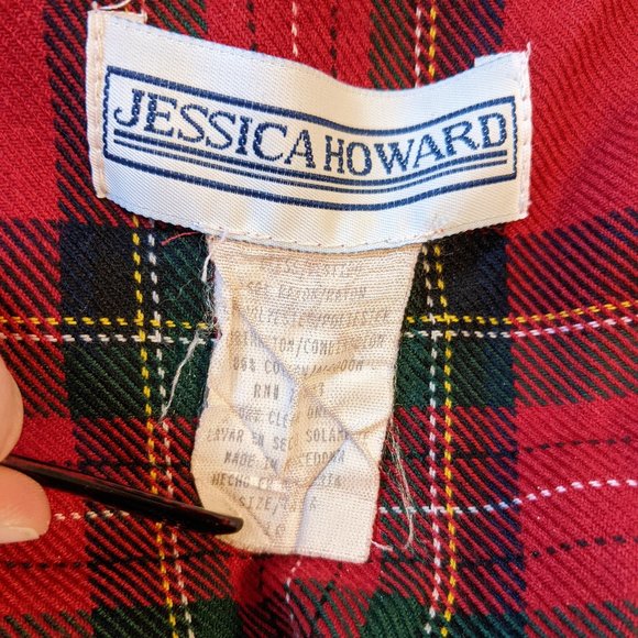 Vintage 80s Plaid Jessica Howard Tie Back Dress - Picture 4 of 7
